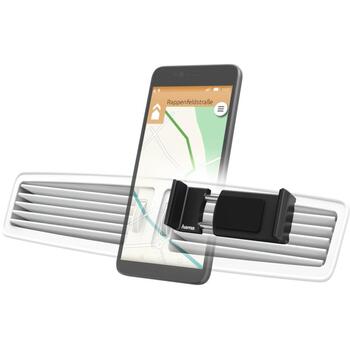 Hama 00178222 Flipper Uni держатель для смартфона, черный, поворот 360°, крепление зажим, для вентиляционной решетки, 5.5–8 см (00178222)