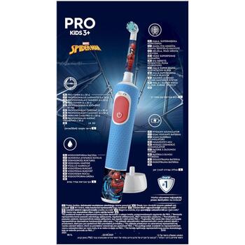 Oral-B elektriskā zobu birste Vitality Pro Spiderman, 1 galviņa, 2 režīmi, taimeris 2 min, litija jonu akumulators, bērniem (Vitality Pro Spiderman)