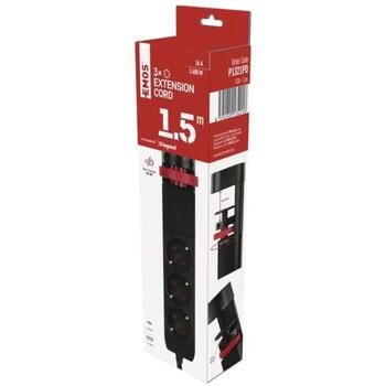 Emos Удлинитель P1321PD, 1,5 м, 3× 2P + PE, 2× USB-A QC 3.0 18 W, 1× USB-C PD 20 W, 3680 W, PVC, защита от детей (P1321PD)