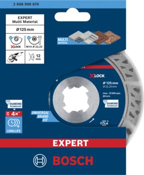 X-LOCK dimanta disks Multi Material 125, Mazām leņķa slīpmašīnām EXPERT MULTI MATERIAL DIMANTA GRIEZĒJDISKS, 2608900670, BOSCH (2608900670)