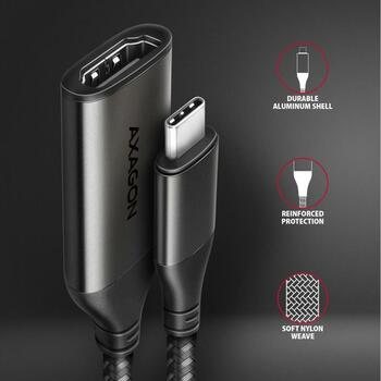 Axagon Видео Кабельный Адаптер RVC-HI2M 0.25m USB Type-C на HDMI 2.1a 4K/60Hz HDR10, 23g, 65x22x10mm (RVC-HI2M)