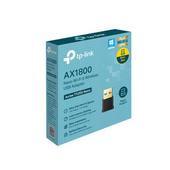 Tp-Link AX1800 Nano Wi-Fi 6 беспроводной USB адаптер Archer TX20U Nano, 1201 Мбит/с, 574 Мбит/с, 2x двухдиапазонные антенны, WPA3 (Archer TX20U Nano)
