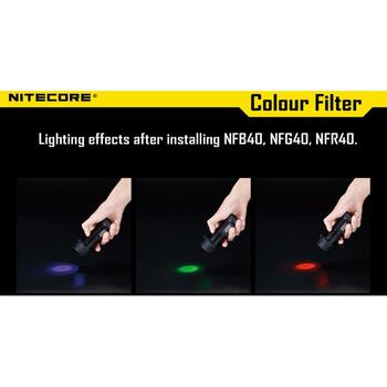 Nitecore Фильтр для фонаря NC-NFG40, 4 см, черный, зеленый, резина, закаленное стекло, 24 месяца гарантии (NC-NFG40)