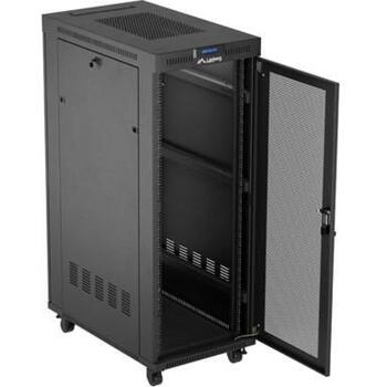 Lanberg servera skapis FF01-6032-23BL, 32U, 600x1000mm, IP20, 1200kg, melns RAL 9004, perforētas durvis, LCD displejs (FF01-6032-23BL)