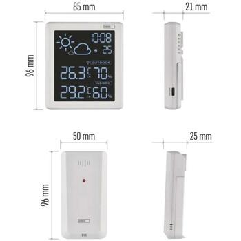 Emos Беспроводная метеостанция E8647W, 50м, 2x1,5V AAA, 433MHz, 12/24ч, температура -50°C до +70°C, влажность (E8647W)