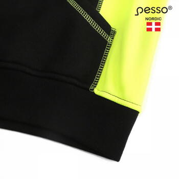 Pesso Hi-Vis куртка с капюшоном JERSEY_HV-S, черный/желтый, S, 65% хлопок/35% полиэстер, 300г/м², 5см светоотражающая лента (JERSEY_HV-S)