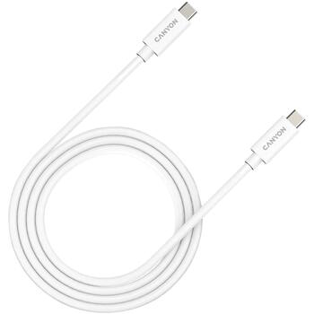 Vads ar USB-C līdz USB-C savienojumu, 40 G datu pārraidi, 5 A/240 W atbalstu un E-MARK sertifikāciju UC-44 USB4 Type-C to Type-C 1 m White CNS-USBC44W CANYON (CNS-USBC44W)