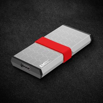 Emtec Портативный SSD ECSSD256GX205, 256GB, 1100MB/s, 1000MB/s, USB-C 3.2 Gen2, ударопрочный, алюминиевый корпус (ECSSD256GX205)