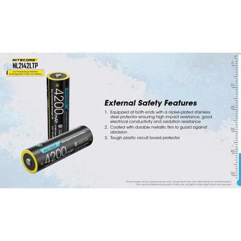Nitecore Аккумулятор NL2142LTP 21700 4200mAh 3.6V, LTP, 8A MAX постоянный ток разряда, низкотемпературная производительность (NL2142LTP)