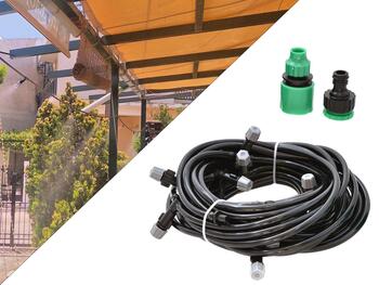 Geko dārza miglas šļūtene G70075, 10m, 10 smidzinātāji, šļūtenes savienotājs, krāna adapteris 1/2 uz 3/4