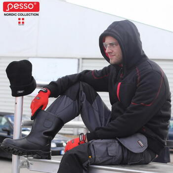 Pesso Куртка с капюшоном PORTLANDJL, черная, L, 420г/м², 65% полиэстер 35% хлопок, 2 кармана, молния (PORTLANDJL)