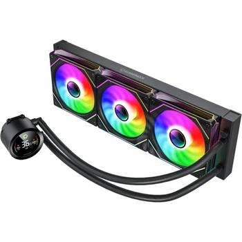 Gamemax procesora šķidruma dzesētājs ICEBURG 360 DIGITAL BK, 58.8 cfm, 800-1800 rpm, ARGB LED apgaismojums, TDP līdz 290W (ICEBURG 360 DIGITAL BK)
