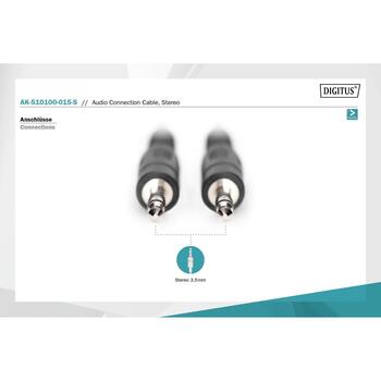 Digitus AK-510100-015-S аудиокабель, 1,5м, 3,5мм mini-phone stereo, штекер, экранированный, черный (AK-510100-015-S)