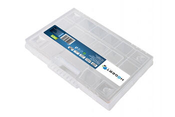 Hogert HT7G022 Organizators, 290x195x35mm, 15 starpsienas, 22 nodalījumi, PP, caurspīdīgs vāks (HT7G022)