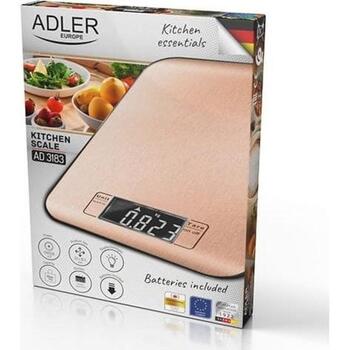Adler AD 3183c кухонные весы, 5кг, 1г, ЖК-дисплей, платформа из нержавеющей стали, тара, автоотключение, CR2032 (AD 3183c)