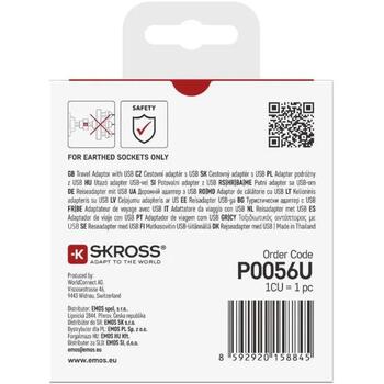 Emos P0056U дорожный адаптер, 1×USB-C PD 45W, 1×USB-A QC 3.0, 100-250V, 7A, белый (P0056U)