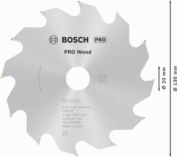 Koka zāģa asmens, precīzi asināti karbīda zobi, 130 mm, 12 zobi, 2608641167 BOSCH (2608641167)