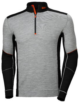 Helly Hansen termokrekls Lifa Merino 75107_939-3XL, 3XL, pelēks/melns, YKK rāvējslēdzējs, merino vilna, bez vīlēm (75107_939-3XL)