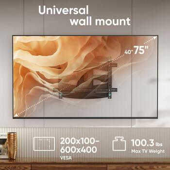 Onkron televizora stiprinājums M6L-B, 40-75 collu, maksimālā slodze 45.5 kg, VESA 200 x 100 - 600 x 400 mm, slīpuma leņķis -5 - 8° (M6L-B)