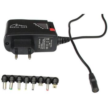 Media-Tech Planšetdatoru universālais strāvas adapteris MT6267v2, 3-12V, 1000mA, 110-240V, 6 uzgaļi, USB 5V/2A (MT6267v2)