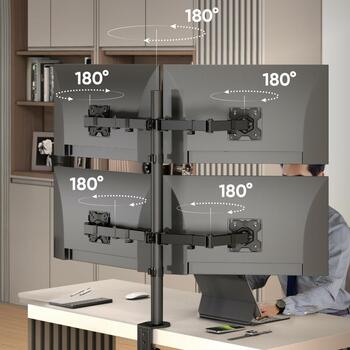 Onkron монитор, D421E-B, 13-32 дюйма, 32 кг, 75 x 75 мм, 100 x 100 мм, черный, регулировка высоты, угол наклона -90 - 90° (D421E-B)