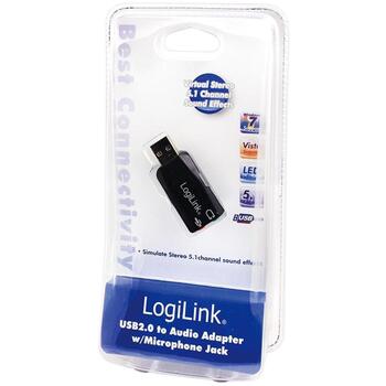 Logilink UA0053 skaņas karte, 5.1 kanāli, USB 2.0 A, 3.5 mm mikrofons, 3.5 mm austiņas, LED indikators, Plug and Play (UA0053)