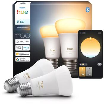 Philips Hue WA 1100 A60 2P EU, LED spuldze, E27, 8.1 W, 1100 lm, 1000-20000 K, Bluetooth, Zigbee, 2 gab. (8720169364868)