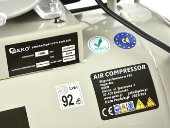 100L Eļļas gaisa kompresors V-Twin, 9 bar, 390 L/min, G80309 GEKO (G80309)