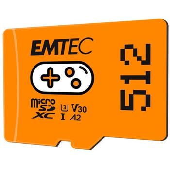 Emtec microSDXC 512GB UHS-I U3 V30 A2 Gaming ECMSDM512GXCU3G, 512GB, 100MB/s, UHS-I, V30, A2, оранжевый (ECMSDM512GXCU3G)