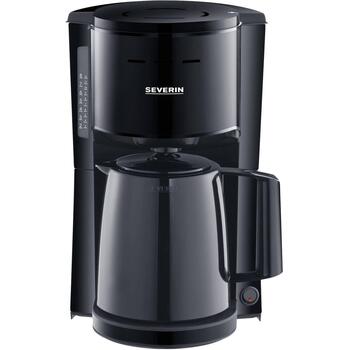 Severin Кофеварка 9306, 1000W, 8 чашек, черный, термокувшин, капельная крышка, автоматическое отключение (9306)
