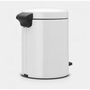 Brabantia NewIcon 112065 atkritumu tvertne ar pedāli, 5 l, nerūsējošais tērauds, balta, smakas necaurlaidīga (112065)