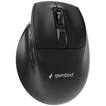 Gembird MUSW3-9B-01 bezvadu ergonomiska pele, 2400 DPI, 9 pogas, 2.4G+BT+USB, melna (MUSW3-9B-01)