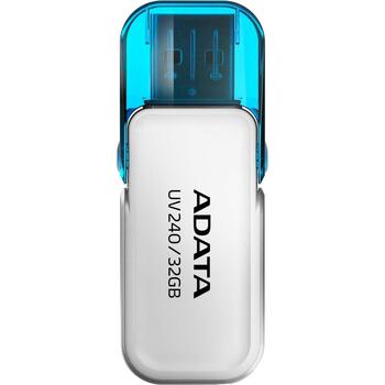 Adata USB zibatmiņa AUV240-32G-RWH, 32 GB, USB Type-A, USB 2.0, balta, vāciņš, 1 gab. (AUV240-32G-RWH)