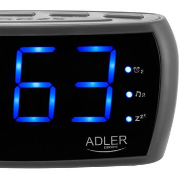 Adler будильник-радио AD 1121 S, 230V, 2 будильника, AM/FM, 1,8