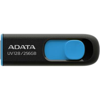 Adata USB флеш-накопитель AUV128-256G-RBE 256 ГБ, USB 3.2 Gen 1, скорость чтения 100 МБ/с, черный, синий (AUV128-256G-RBE)