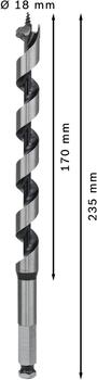 Spirālveida urbis kokam 18,0x235,0 mm,1 gab., Urbjmašīnām/skrūvgriežiem, triecienurbjmašīnām/triecienskrūvgriežiem PRO WOOD SPIRĀLURBIS, 2608597631, BOSCH (2608597631)