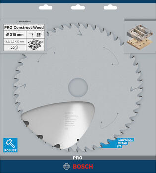Ripāģa disks 315x30mm Construct wood top 20, Galda zāģiem PRO CONSTRUCT WOOD RIPZĀĢA ASMENS, 2608640691, BOSCH (2608640691)