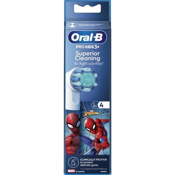Oral-B Rezerves zobu birstes uzgaļi EB10 4 refill Spiderman, 4 uzgaļi, bērniem, mīksti sari, mini izmērs, multicolor (EB10 4 refill Spiderman)