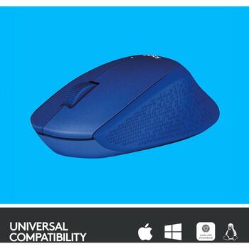 Logitech USB оптическая мышь M330 SILENT PLUS 910-004910, 1000 DPI, 10м беспроводная, 3 кнопки, AA батарея, синяя (910-004910)