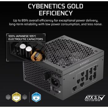 Corsair RM750x SHIFT CP-9020298-EU, 750W, ATX12V 3.1/EPS12V, 140mm ventilators, pilnībā modulārs, melns (CP-9020298-EU)