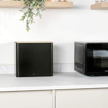 Salter Хлебница и набор для хранения BW129001EU7, 25x20,5x28см, черный, крышки из акации, легко чистить (BW129001EU7)