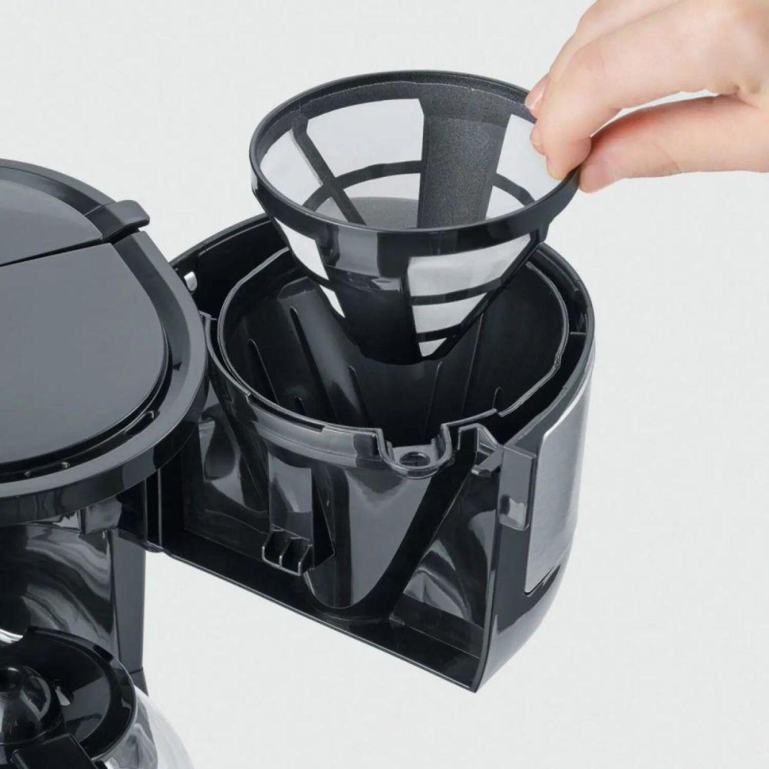 Severin Compact KA 4808, фильтровая кофеварка, 750 Вт, 4 чашки, черный, нержавеющая сталь, компактная (4808)