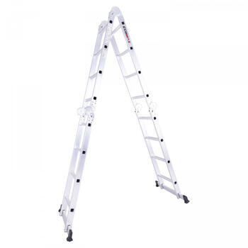 Ecomax Universālās kāpnes Silver PRO EML0002 EMX, 4x4 pakāpieni, 150kg, 2,26m, 4,65m, 1,23m, alumīnija, EN131 (EML0002&EMX)