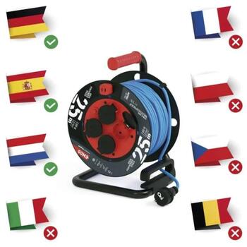 Emos Кабельная катушка с мобильным центром P08625W, 25 м, 4, 16 A, 230 V, IP44, PVC, термическая защита (P08625W)
