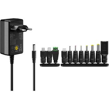 Goobay Strāvas adapteris 65592, 3-12 V, 3.6 W, 1 x DC 5.5 mm, 0.3 A, AC 100-240 V, melns (65592)