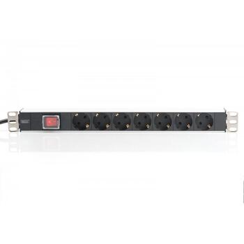 Digitus Pagarinātājs DN-95402, 2 m, 7 kontaktligzdas, 250 V, 16 A, 4000 W, alumīnija, slēdzis, 19 collas, 1U (DN-95402)