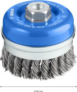 Stiepļu suka D 80 mm stieples d 0,8 mm, Lielām leņķa slīpmašīnām ar fiksācijas uzgriezni PRO METAL HEAVY STIEPĻU SUKA, 1608614000, BOSCH (1608614000)