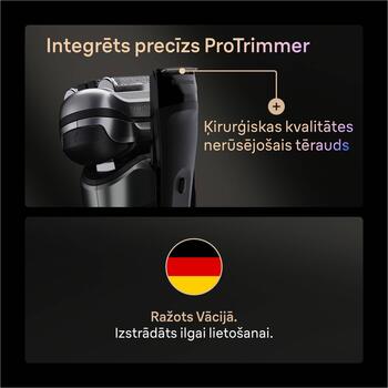 Braun skuveklis Series 9 Pro+ 9675cc, 60 min, mitrā un sausā, litija jonu, pelēks, 5+1 skūšanās elementi, ProTrimmer (9675CC)