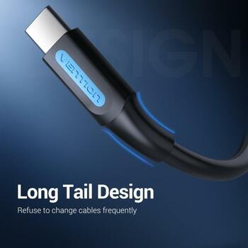 Vention KABELIS USB-C UZ USB2.0 1M MELNS COKBF, 1m, USB A, USB C, 0.48Gbit/s, 3A, magnētiski aizsargāts (COKBF)