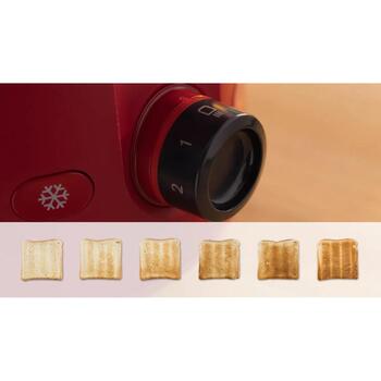Bosch Tosteris MyMoment TAT2M124, 950 W, 2, sarkana, plastmasa, atkausēšanas funkcija, automātiskā izslēgšanās (TAT2M124)